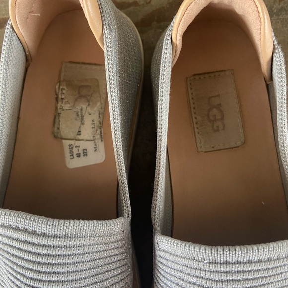 UGG Silver Sparkle Textured Slip On Sneaker - Picture 5 of 7